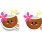 Tropical coconut drink with straw and pink flower – beachy collectible sticker
