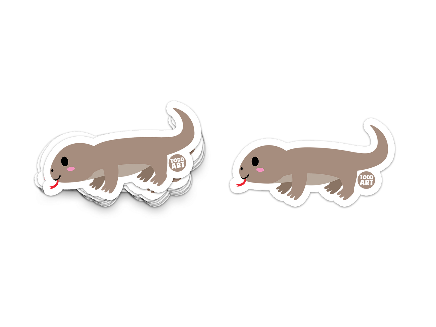 Cute komodo dragon sticker with a red tongue and blushing cheeks