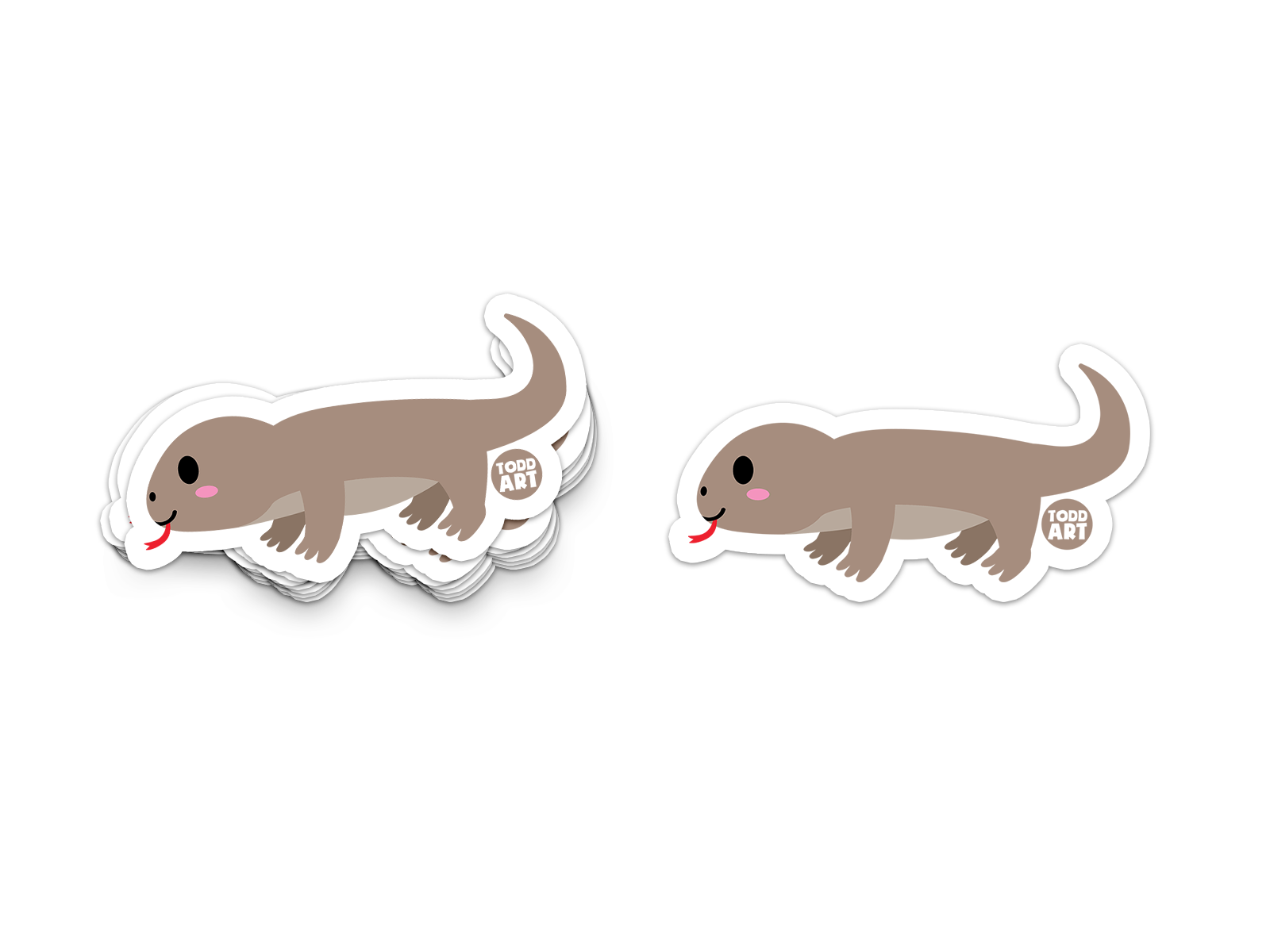 Cute komodo dragon sticker with a red tongue and blushing cheeks