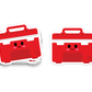 Red cooler sticker with smiling face and white lid