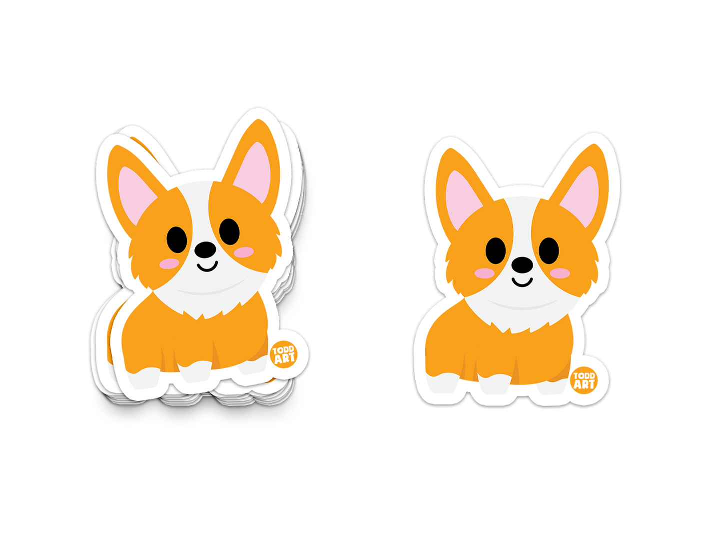 Cute corgi dog sticker with big ears and fluffy fur
