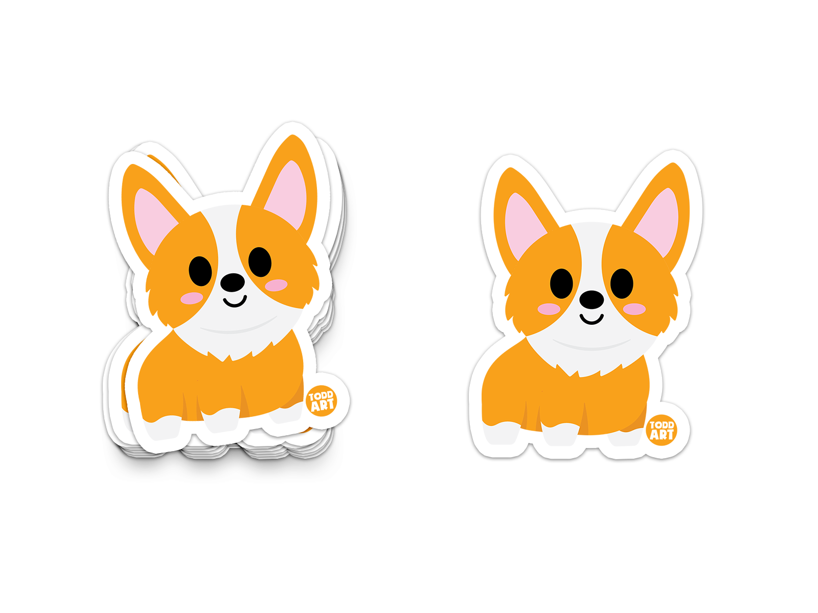 Cute corgi dog sticker with big ears and fluffy fur

