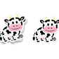 Adorable black and white cow sticker with pink cheeks and big smile
