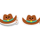 Cowboy hat sticker with a happy face and sheriff star, from the Boo Boo Buddies sticker line.

