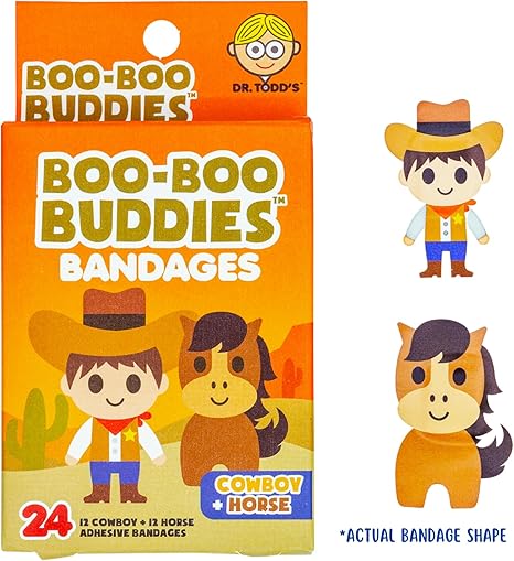 2-Pack Boo Boo Buddies™ Cowboy + Horse and Soldier + Ninja Shape Bandages – 48 Ct | Fun Kids' First Aid, Latex-Free, Waterproof, Gentle on Sensitive Skin, Perfect for Party Favors, Themed Gifts & First