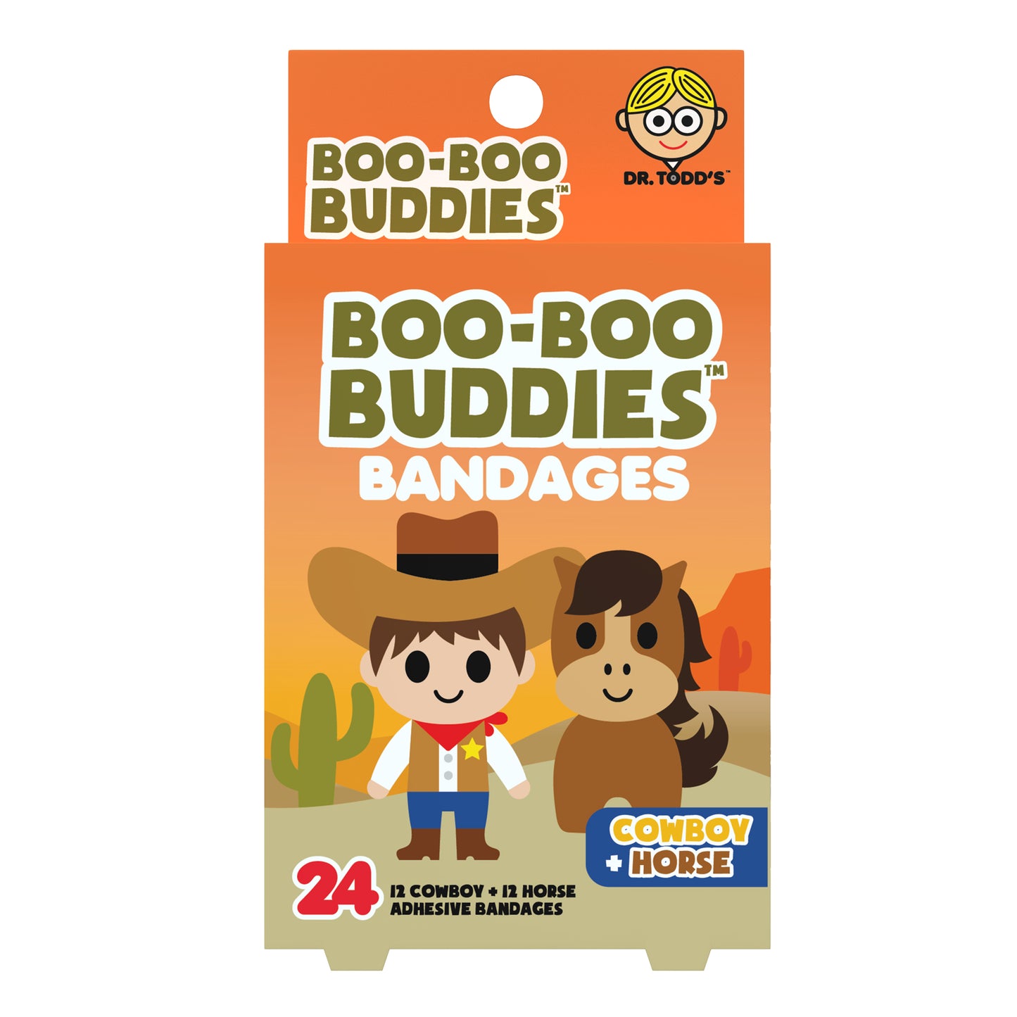 Cowboy & Horse Bandages for Kids – Waterproof, Latex-Free, 24 Count | Dr. Todd’s Boo-Boo Buddies®