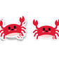 Cute red crab sticker with a happy face and raised claws, from the Boo Boo Buddies sticker series.
