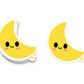 Cute crescent moon sticker with a happy face and blush cheeks, perfect for decorating laptops, water bottles, notebooks, or as part of your celestial-themed collection.