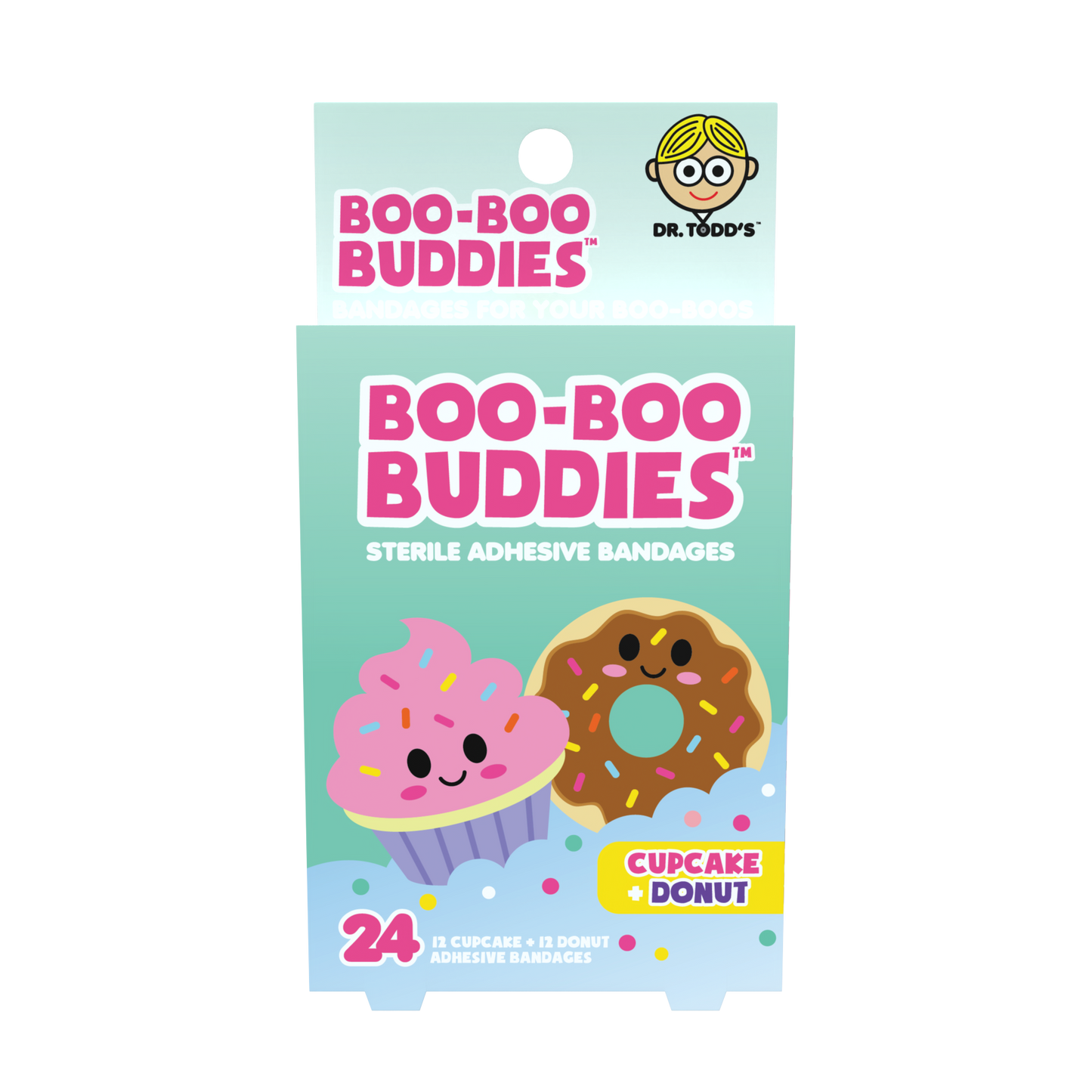 Boo Boo Buddies™ Cupcake & Donut Bandages – 24 Ct | Fun Shaped, Waterproof, Latex-Free Bandages for Kids
