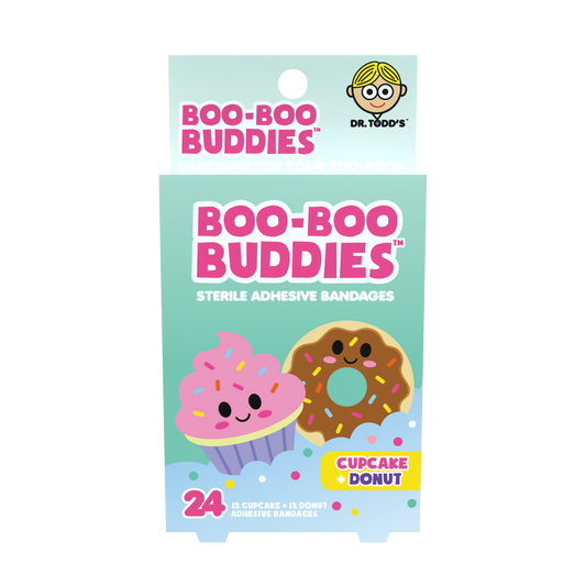 Cupcake & Donut Bandages for Kids – Waterproof, Latex-Free, 24 Count