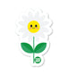 Happy white daisy flower sticker with smiling yellow face
