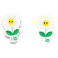 Happy white daisy flower sticker with smiling yellow face