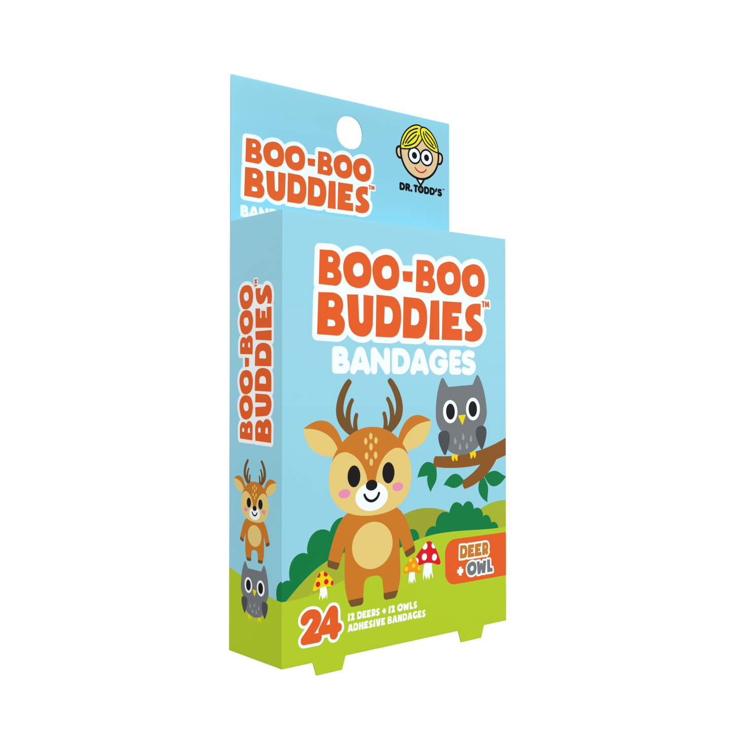 Deer & Owl Bandages for Kids – Waterproof, Latex-Free, 24 Count | Dr. Todd’s Boo-Boo Buddies®