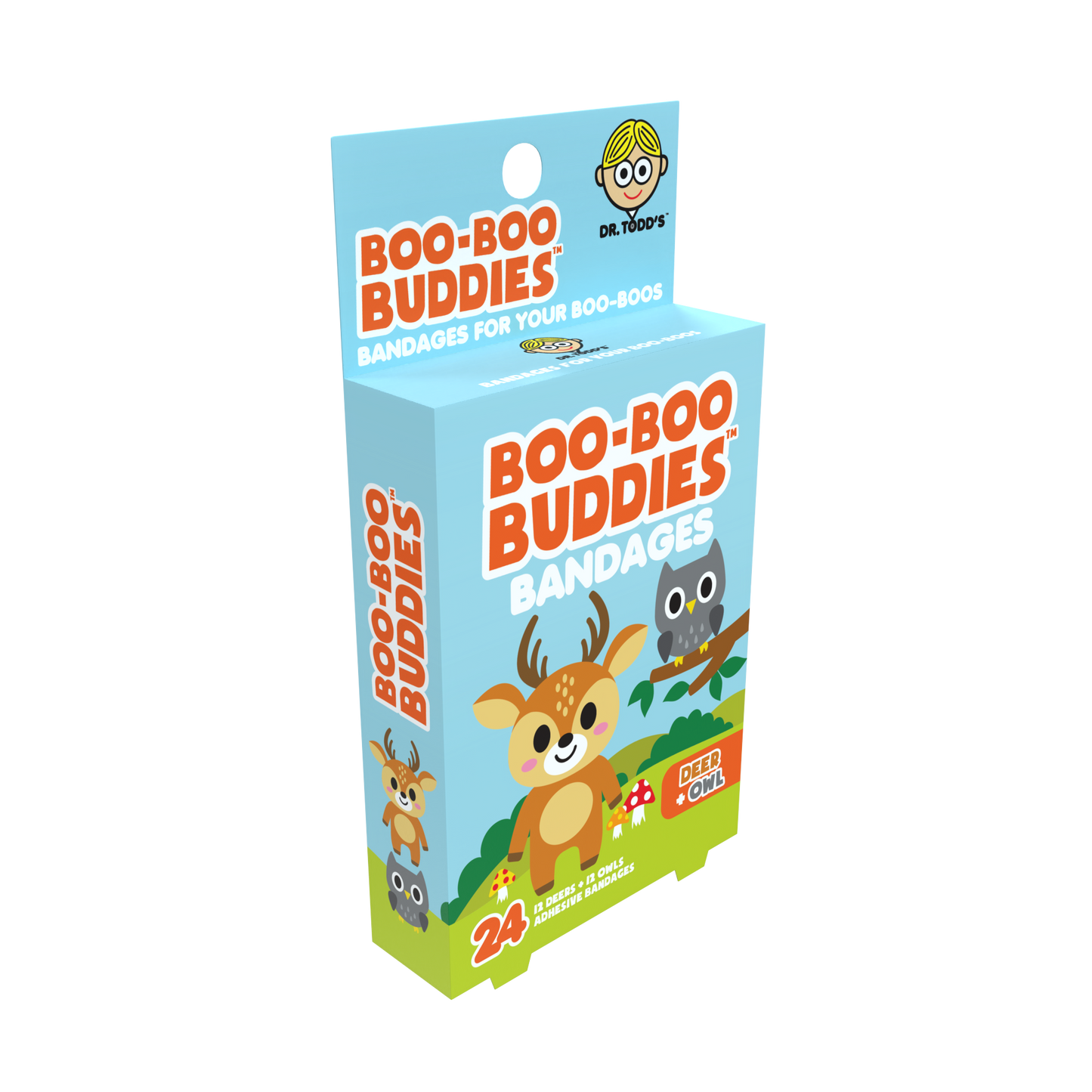 Deer & Owl Bandages for Kids – Waterproof, Latex-Free, 24 Count | Dr. Todd’s Boo-Boo Buddies®