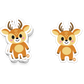 Smiling cartoon deer sticker with antlers and pink cheeks