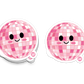 Shiny pink disco ball sticker with smiling kawaii face