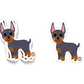 Friendly Doberman dog sticker with upright ears and pink cheeks