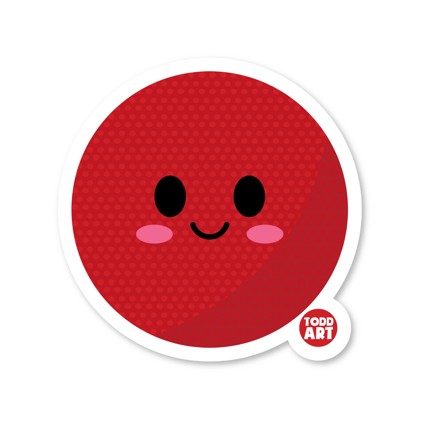 Round red dodgeball sticker with cute smiling face