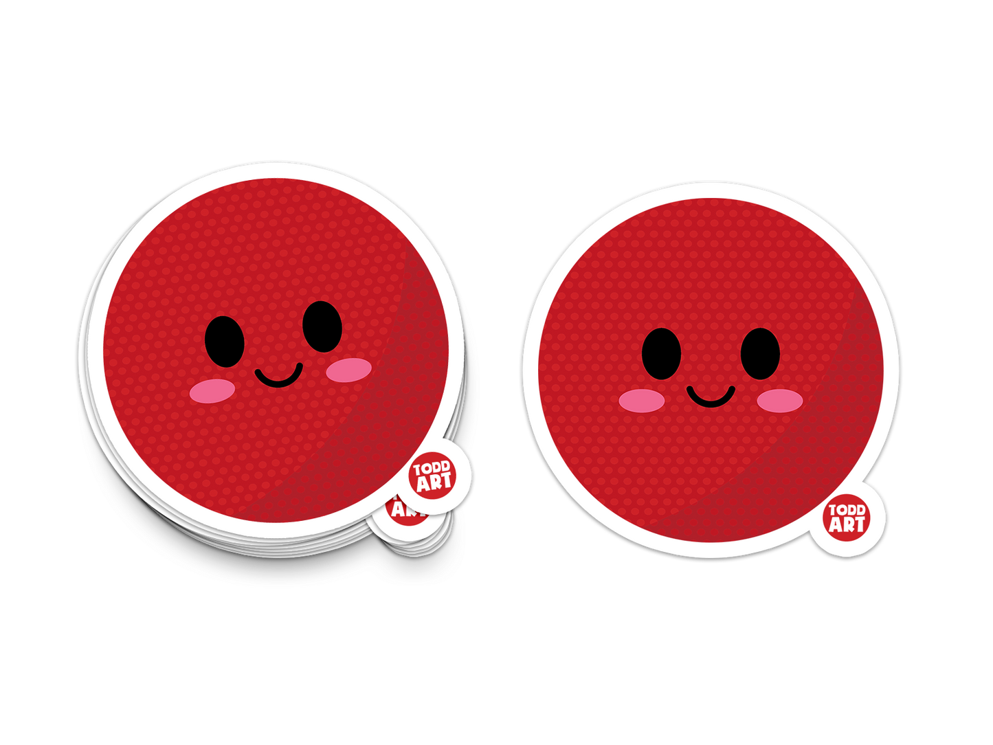 Round red dodgeball sticker with cute smiling face
