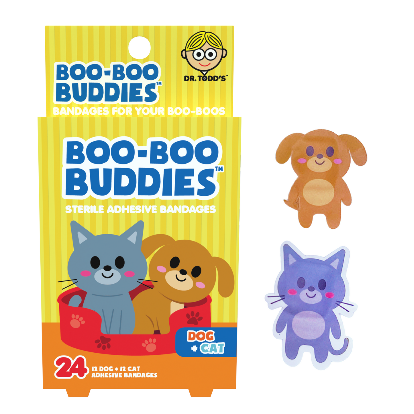 Dog & Cat Bandages for Kids – Waterproof, Latex-Free, 24 Count | Dr. Todd’s Boo-Boo Buddies®