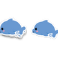 Cute blue dolphin sticker with blush cheeks and tiny smile

