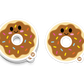 Smiling chocolate frosted donut sticker with colorful sprinkles
