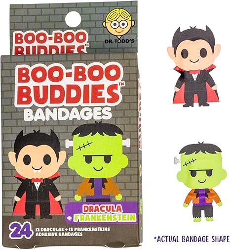 2-Pack Boo Boo Buddies™ Dracula + Frankenstein & Spider + Bat Bandages Bundle – 48 Ct | Fun Halloween Bandages for Kids & Adults, Waterproof, Latex-Free, Sensitive Skin-Friendly, First Aid Kit Essential2-Pack