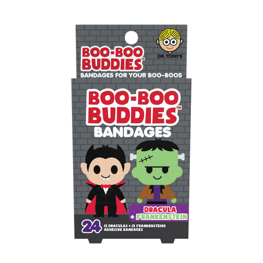Dracula & Frankenstein Bandages for Kids – Waterproof, Latex-Free, 24 Count | Dr. Todd’s Boo-Boo Buddies®