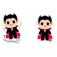 Funny vampire Dracula sticker with red cape and fangs
