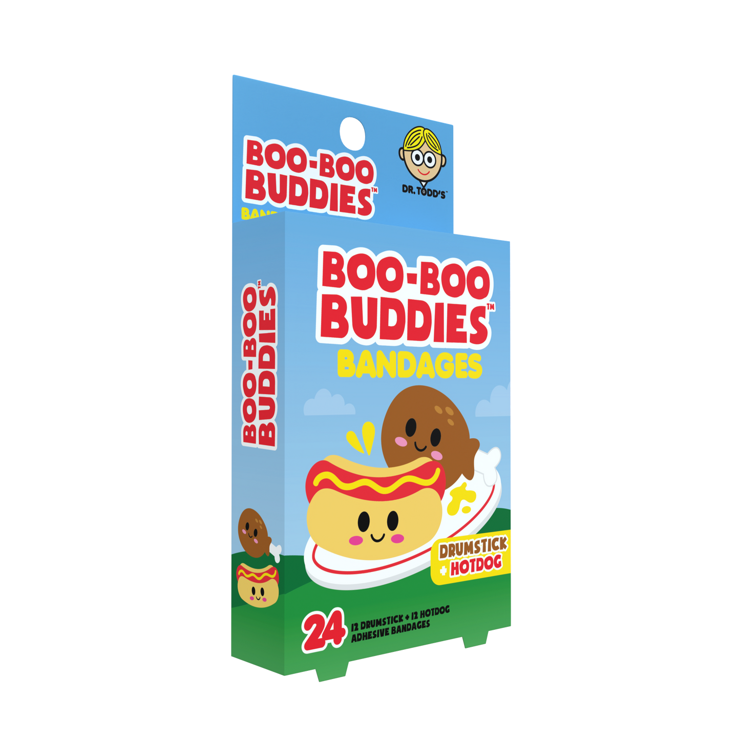 Drumstick & Hot Dog Bandages for Kids – Waterproof, Latex-Free, 24 Count | Dr. Todd’s Boo-Boo Buddies®