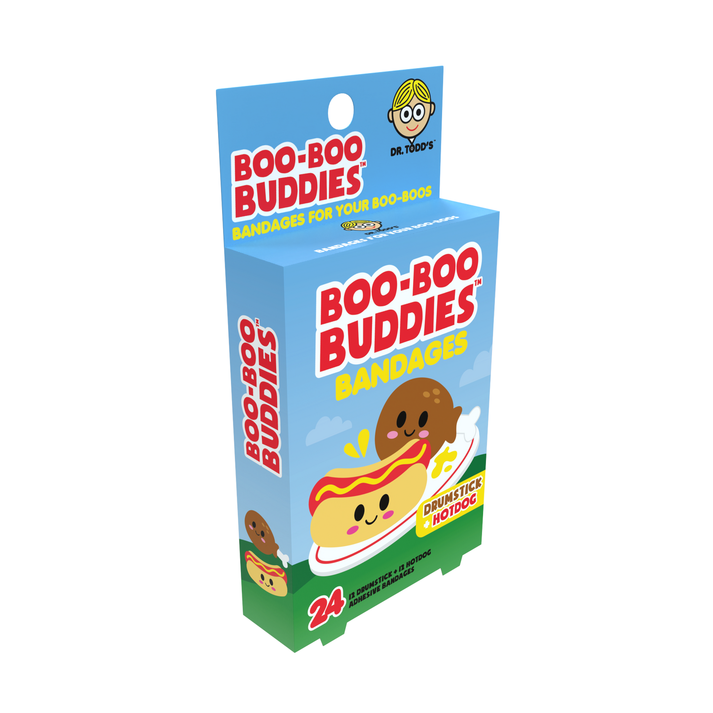 Drumstick & Hot Dog Bandages for Kids – Waterproof, Latex-Free, 24 Count | Dr. Todd’s Boo-Boo Buddies®