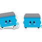 Funny blue dumpster sticker with smiling cartoon face – collectible waterproof vinyl sticker from Boo Boo Buddies
