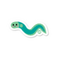 Adorable green eel sticker with a happy face and blushing cheeks
