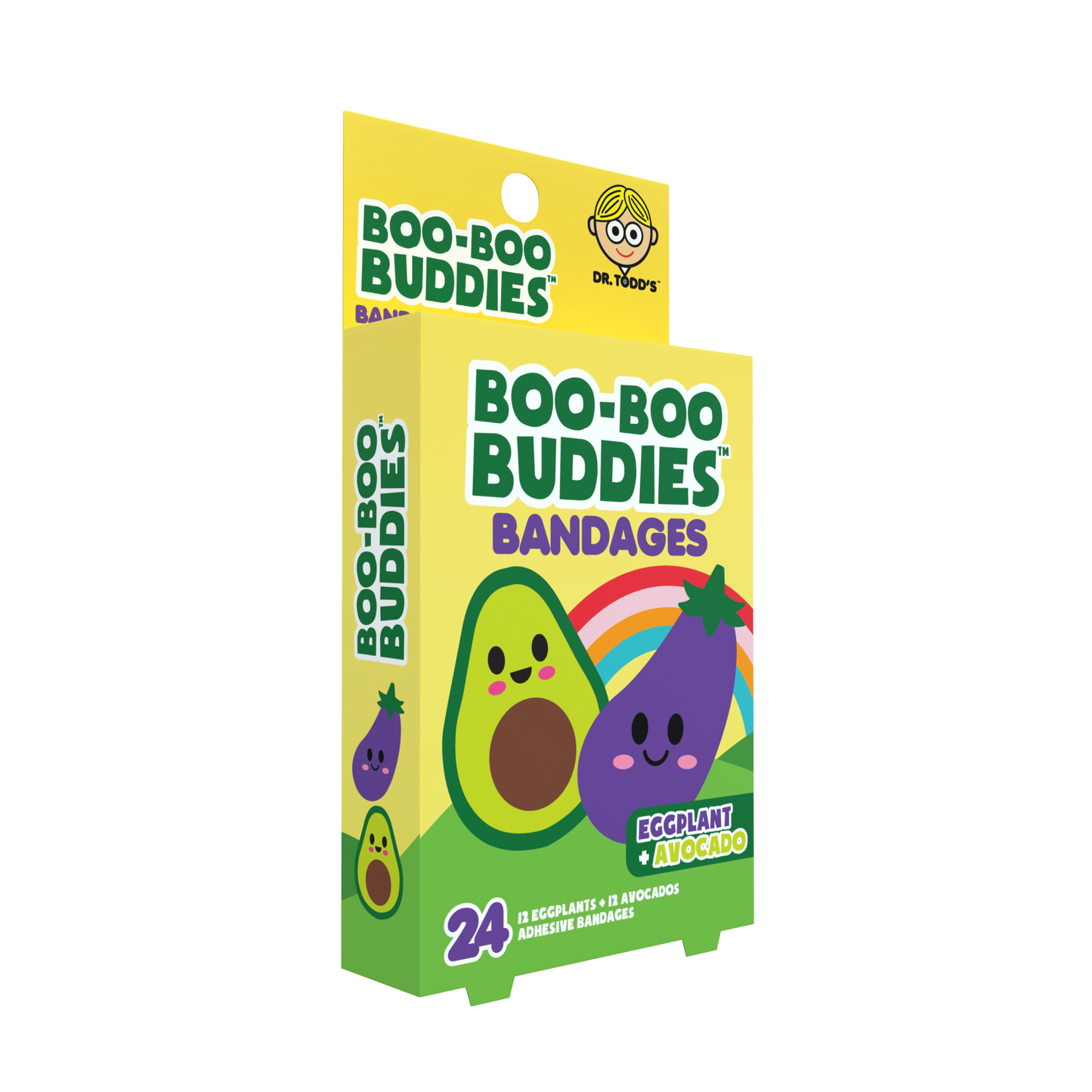 Eggplant & Avocado Bandages for Kids – Waterproof, Latex-Free, 24 Count