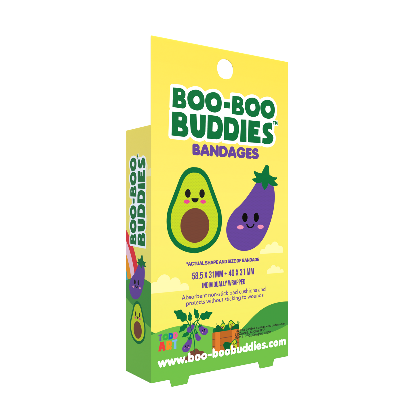 Eggplant & Avocado Bandages for Kids – Waterproof, Latex-Free, 24 Count