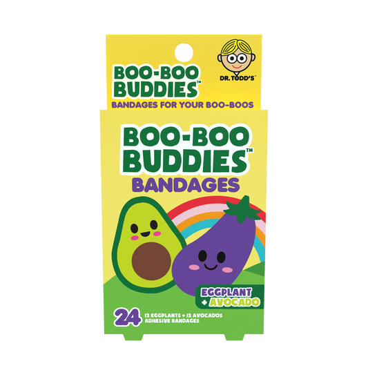 Eggplant & Avocado Bandages for Kids – Waterproof, Latex-Free, 24 Count