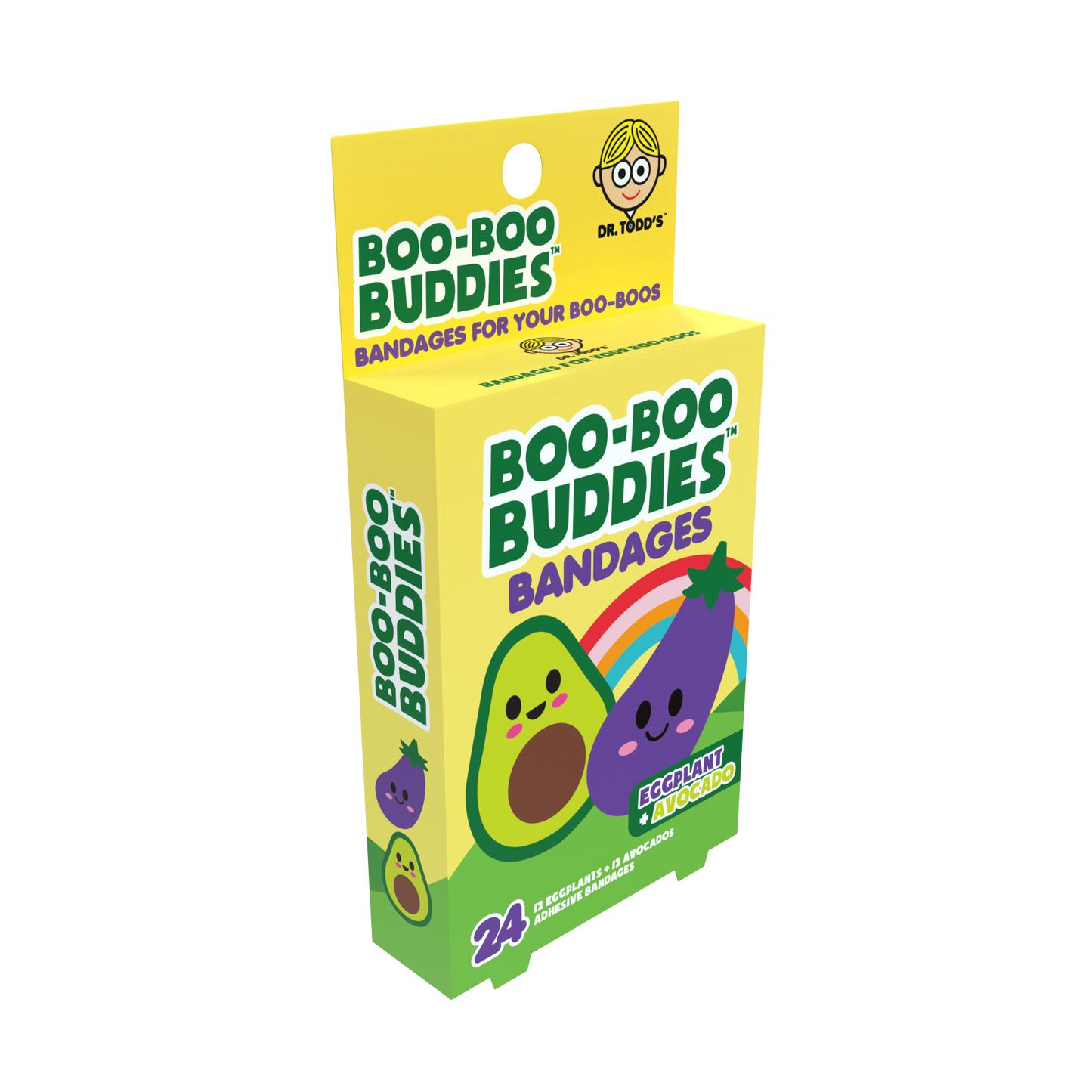 Eggplant & Avocado Bandages for Kids – Waterproof, Latex-Free, 24 Count