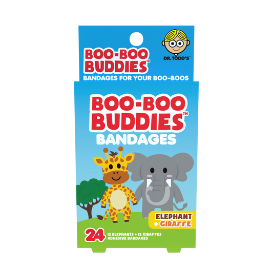 Elephant & Giraffe Bandages for Kids – Waterproof, Latex-Free, 24 Count