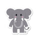 Cartoon elephant sticker with tusks, big ears, and a sweet smile
