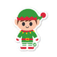 Festive Christmas elf sticker in red and green with striped pants
