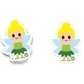 Whimsical fairy sticker with blue wings, green dress, and blonde hair
