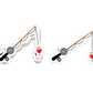 Fishing rod sticker with happy bobber and tiny reel
