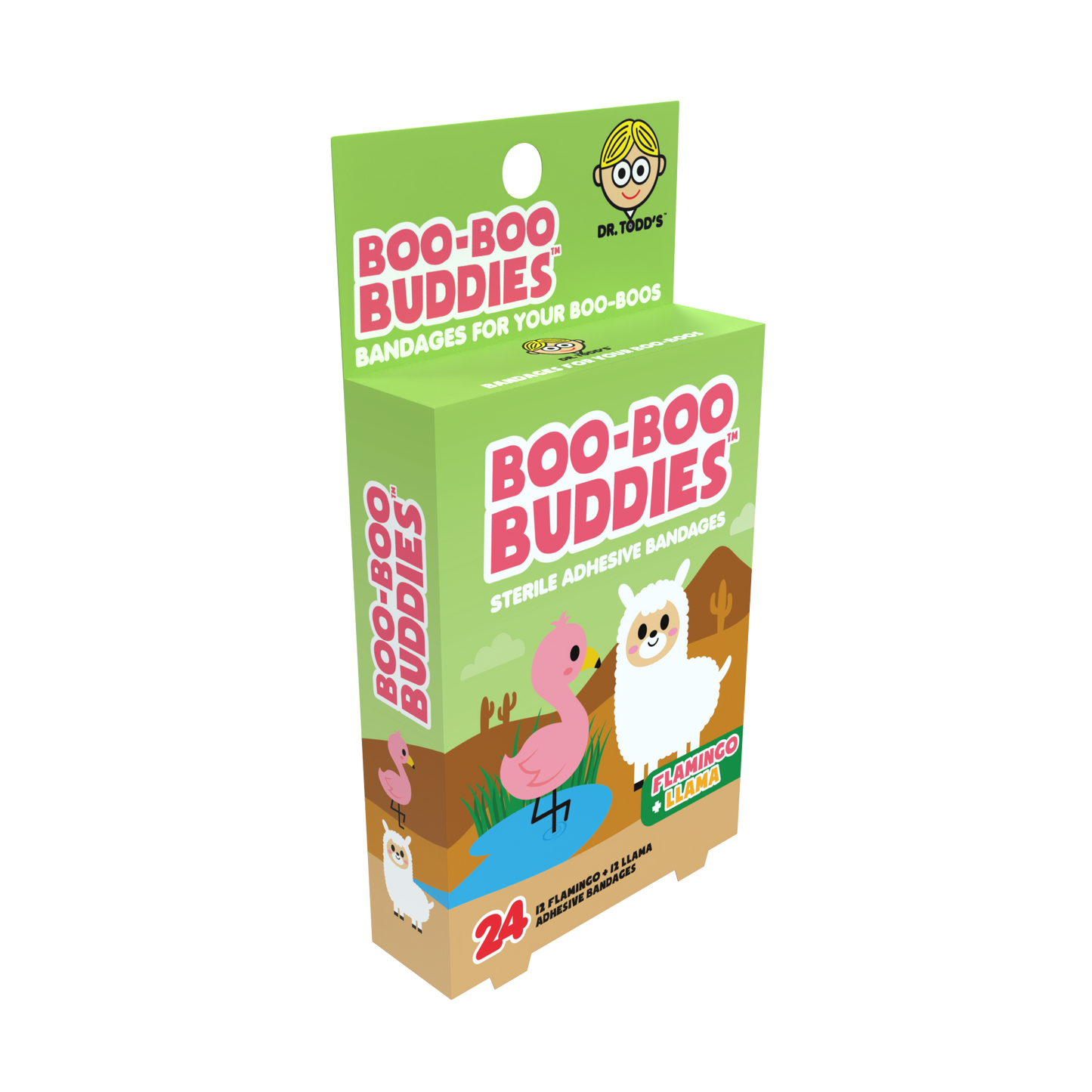 Flamingo &  Llama Bandages for Kids – Waterproof, Latex-Free, 24 Count | Dr. Todd’s Boo-Boo Buddies®