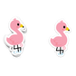 Cheerful standing pink flamingo sticker with yellow beak
