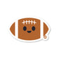 Classic brown football sticker with white stripes and a smile
