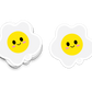 Happy fried egg sticker with a yellow yolk and cute smile
