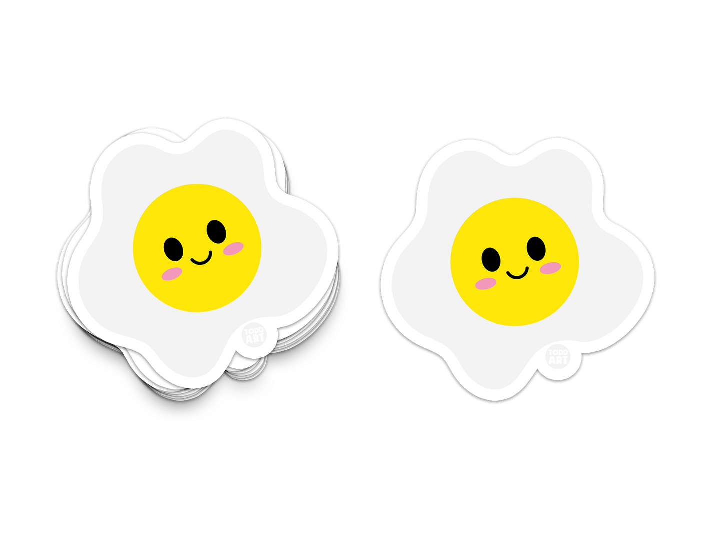 Happy fried egg sticker with a yellow yolk and cute smile
