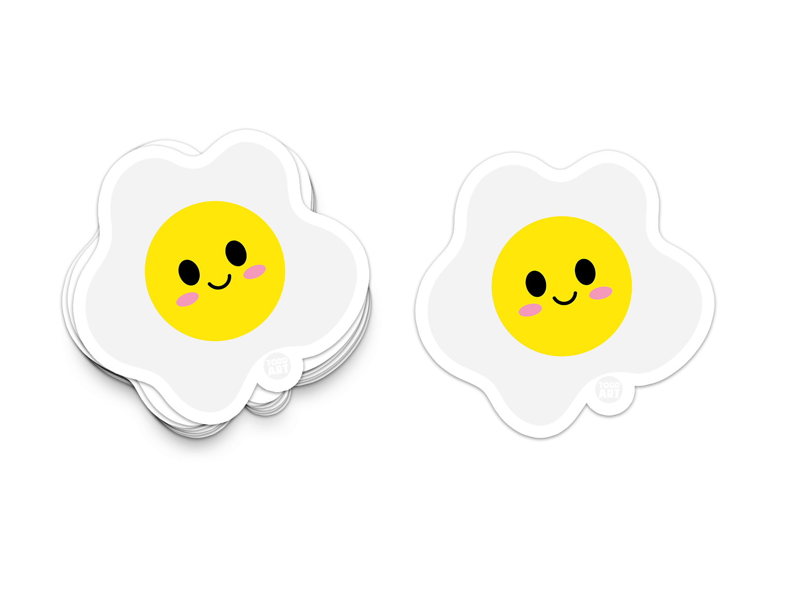 Happy fried egg sticker with a yellow yolk and cute smile

