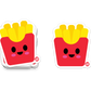 Happy french fries sticker in a red box with smiling face and pink cheeks
