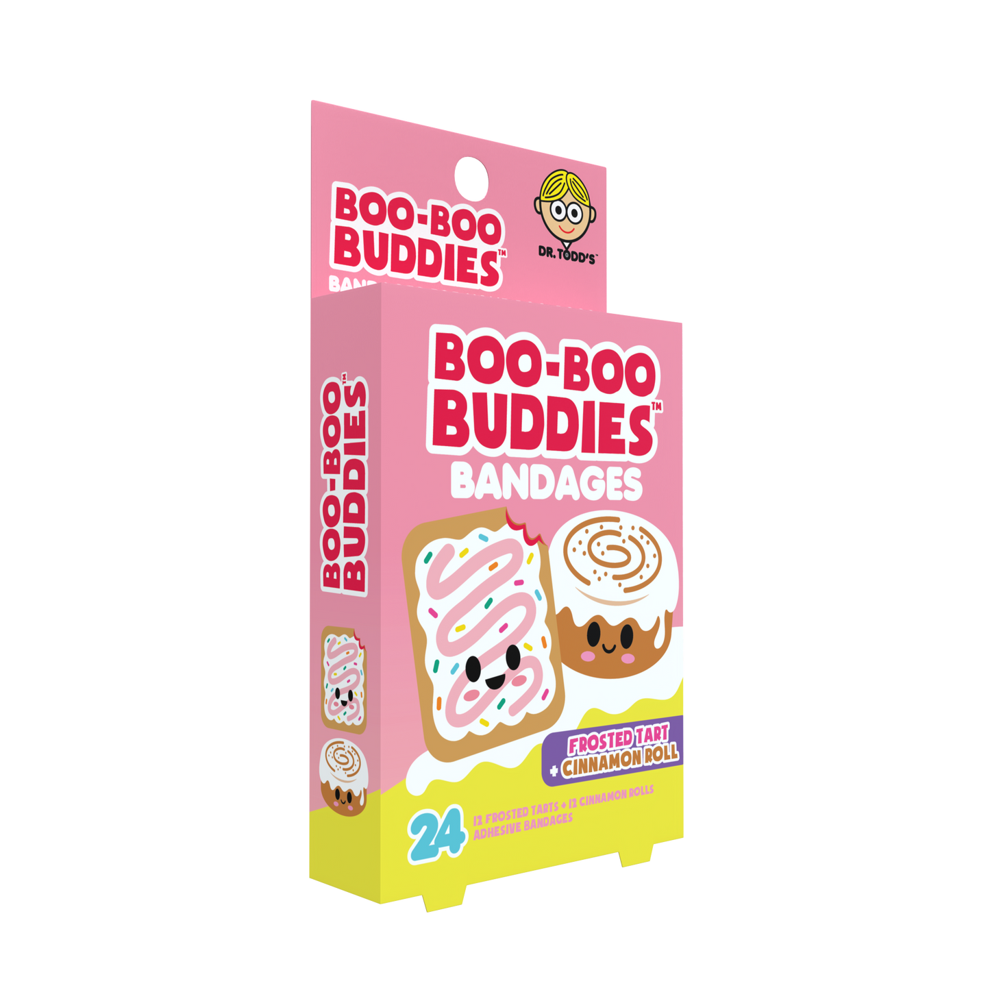 Frosted Tart & Cinnamon Roll Bandages for Kids – Waterproof, Latex-Free, 24 Count | Dr. Todd’s Boo-Boo Buddies®